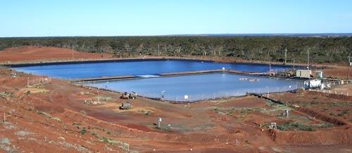 Reclaim ponds at a tailings facility in Australia